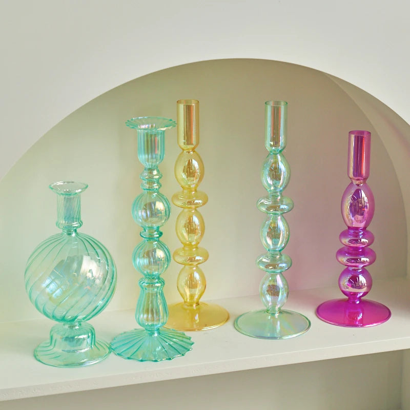 bougeoirs coniques en verre pour décoration intérieure et mariage - vue 6 sur 12