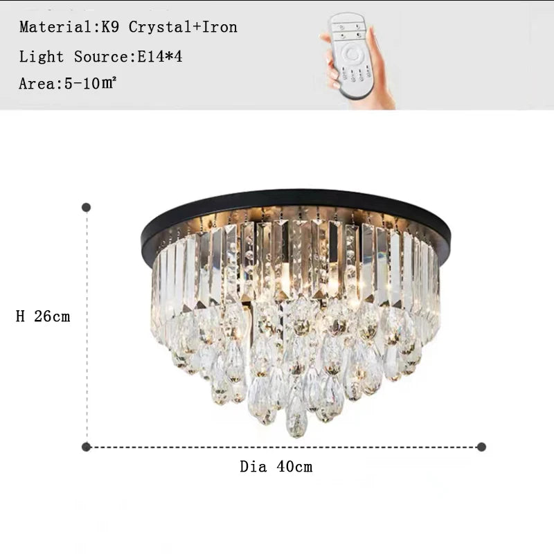 lustre led dimmable en cristal de style vintage luxueux