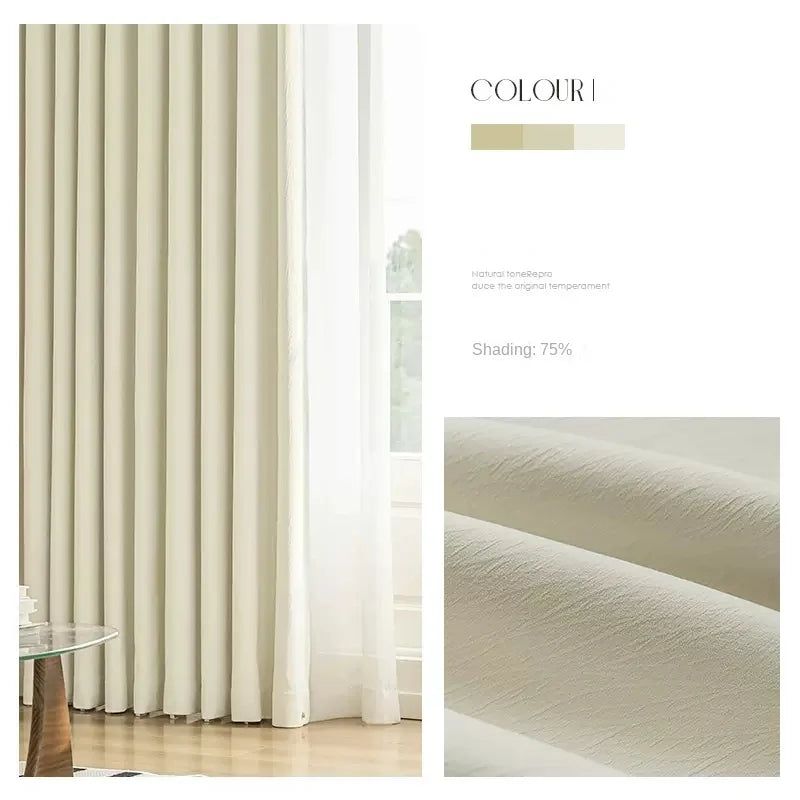 Rideau occultant style minimaliste plissé pour salon chambre