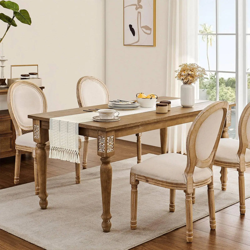 Chemin de table macrame boheme ivoire franges