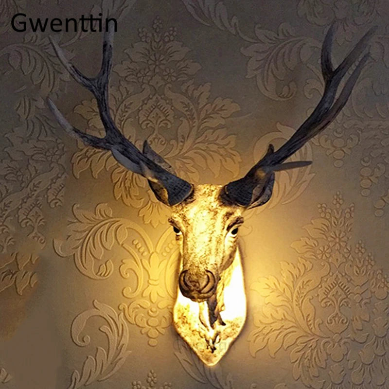 Applique murale moderne en bois de cerf avec lumière led décorative