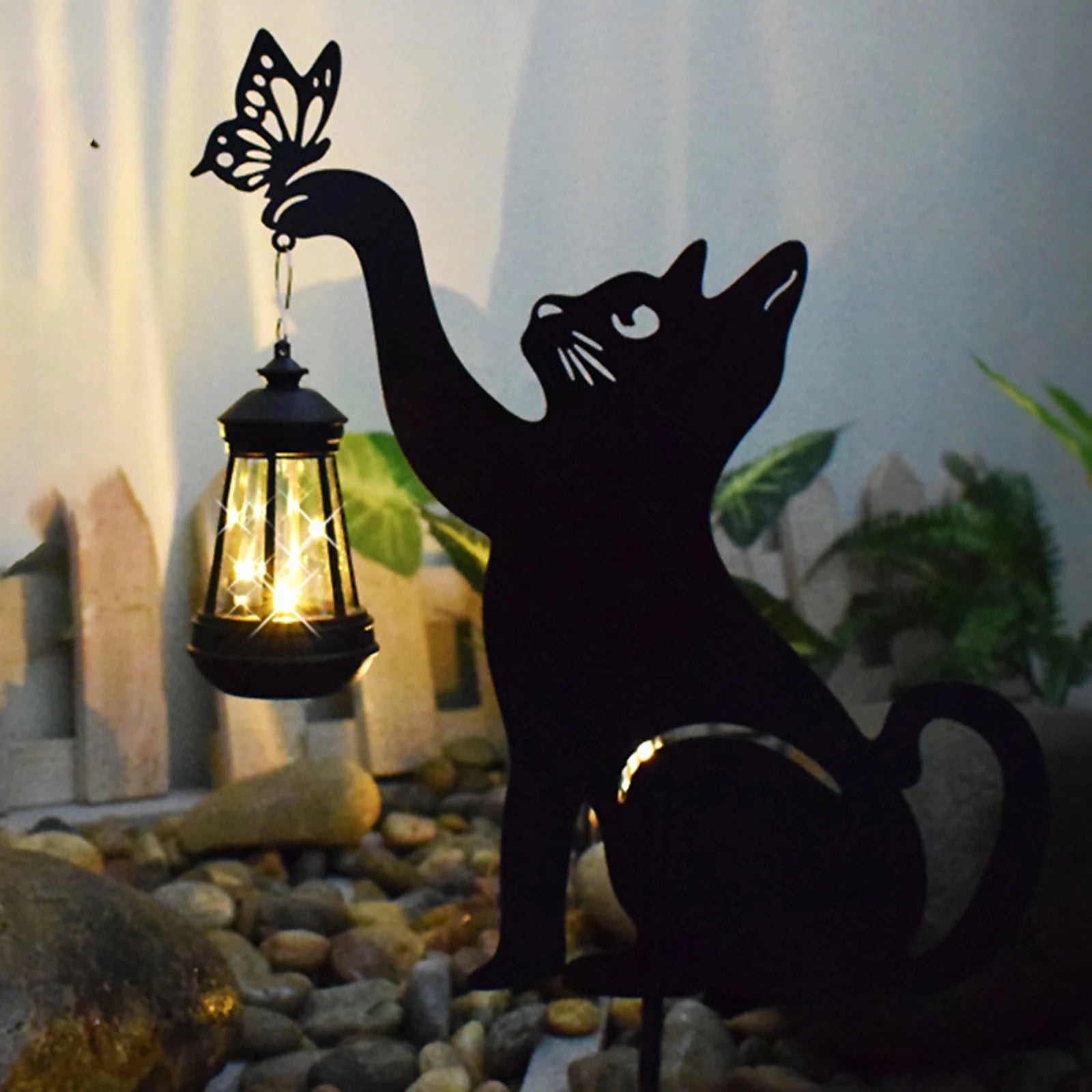 lanterne solaire suspendue silhouette de chat décorative étanche multifonctionnelle - vue 3 sur 6