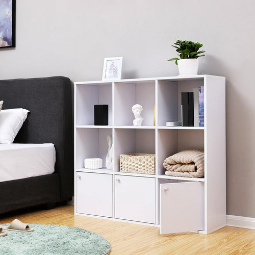VASAGLE Bookshelf for Home Office, 9-Cube Bookcase Display Shelf, Freestanding Cube Unit Storage Rack with 3 Bottom Cabinets - vue 3 sur 7
