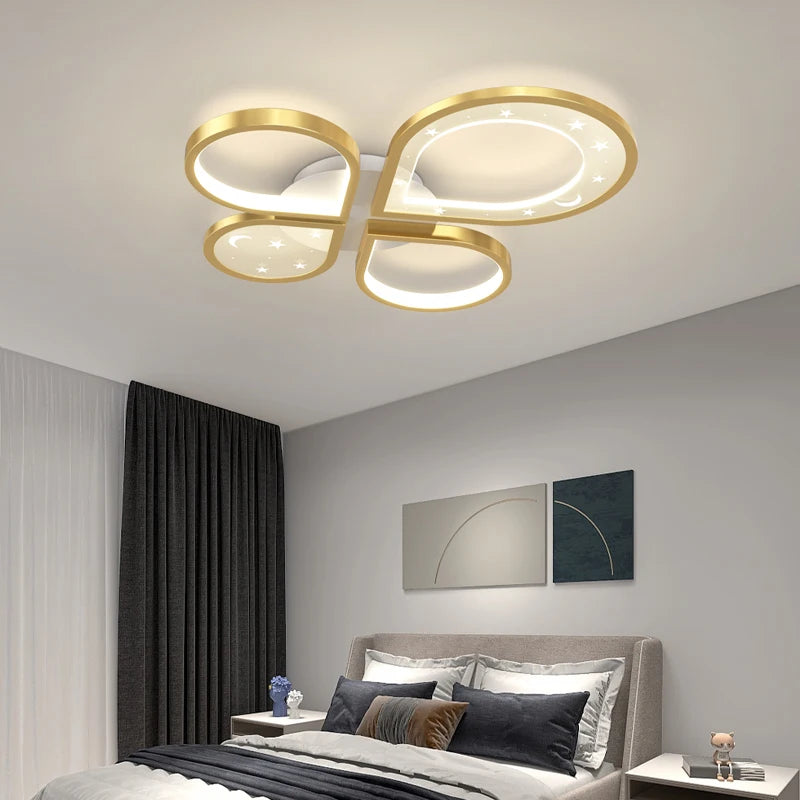 Kreative LED-Deckenleuchte Moderner Nordischer Kronleuchter Goldfarben - vue 5 sur 10
