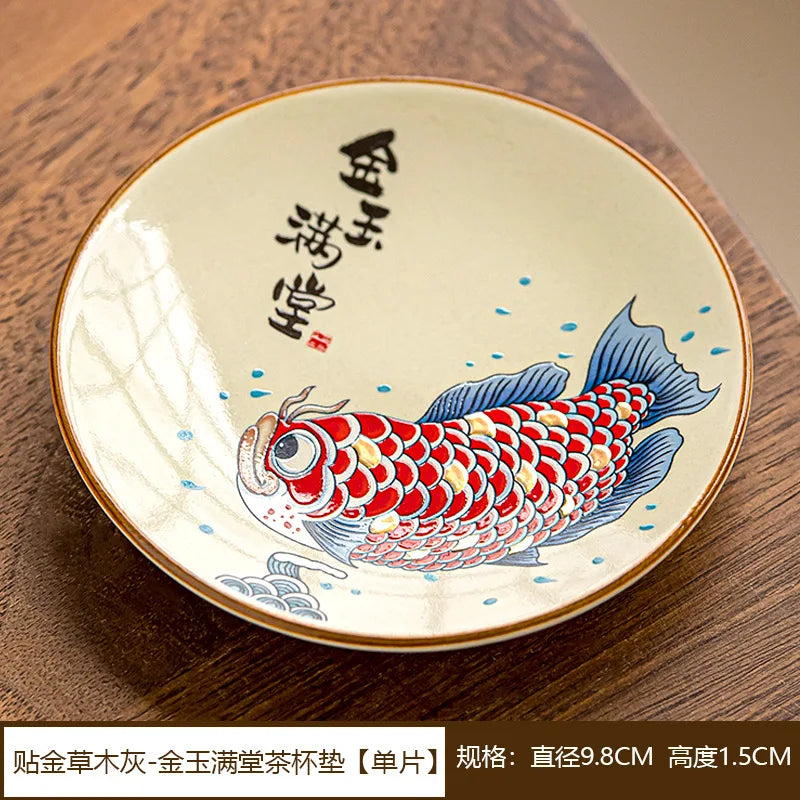 Assiette chinoise arowana ceramique style retro kungfu 150ml