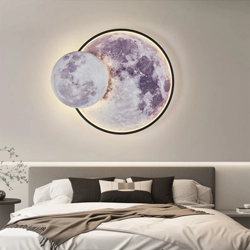 applique murale ronde lune moderne décorative pour intérieur et cadeau