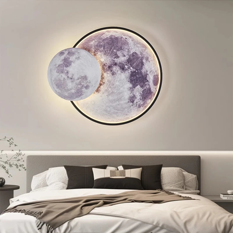 applique murale ronde lune moderne décorative pour intérieur et cadeau - vue 6 sur 8
