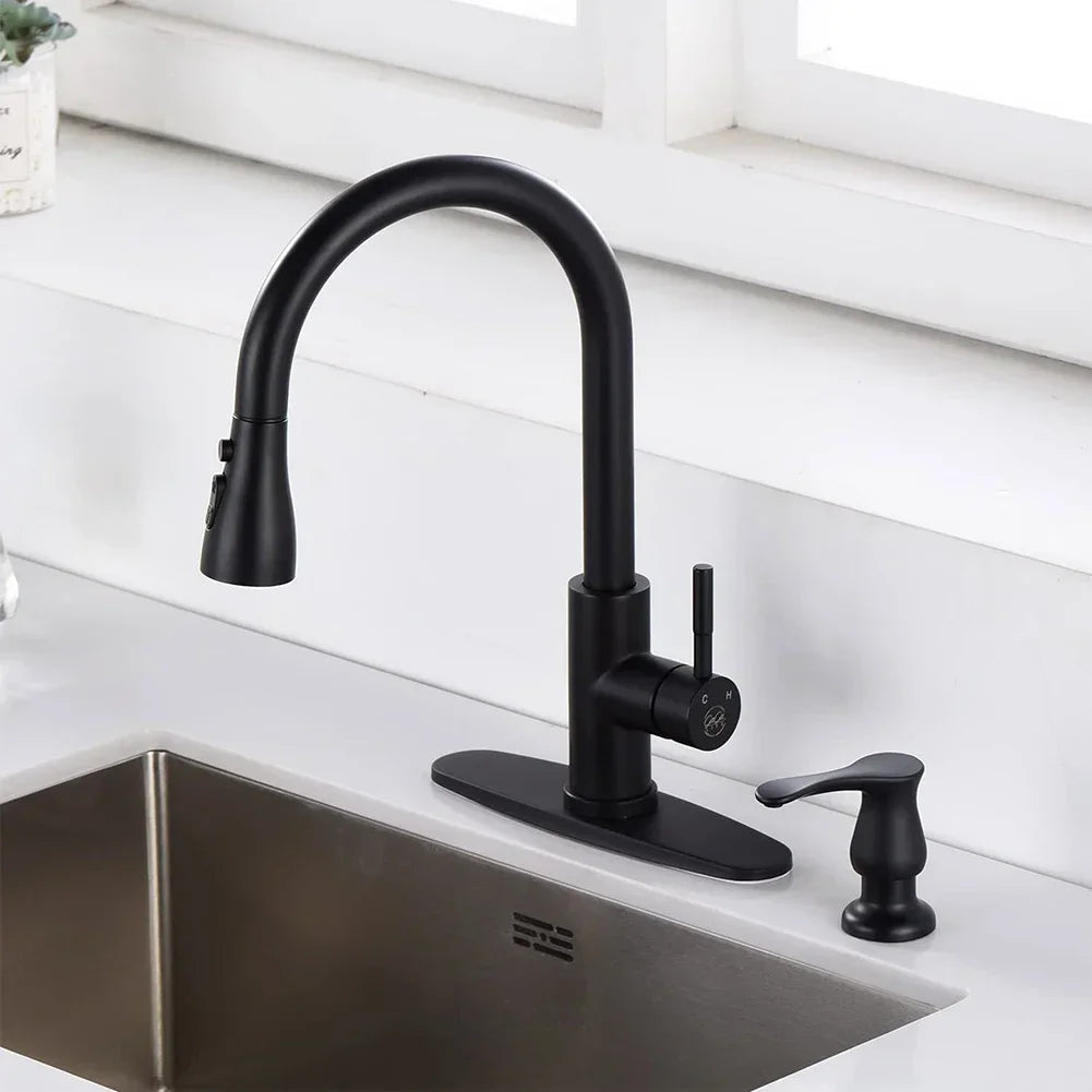 distributeur de savon pour cuisine noir mat nickel brossé - vue 4 sur 6