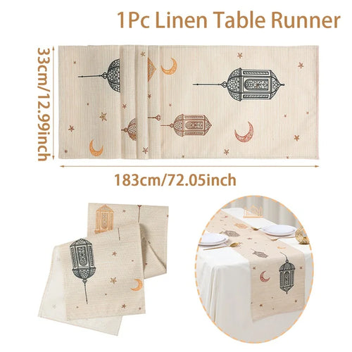 Chemin de table ramadan motifs lanterne lune étoiles - vue 9 sur 9