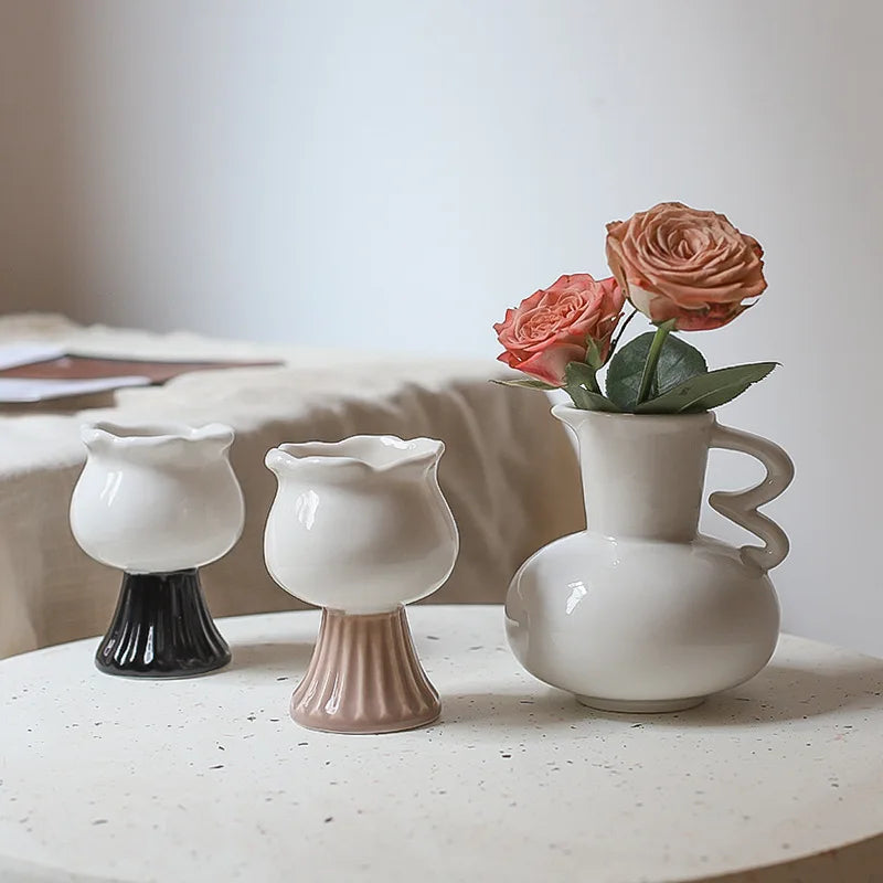 Vase en céramique pour fleurs séchées style nordique décoratif