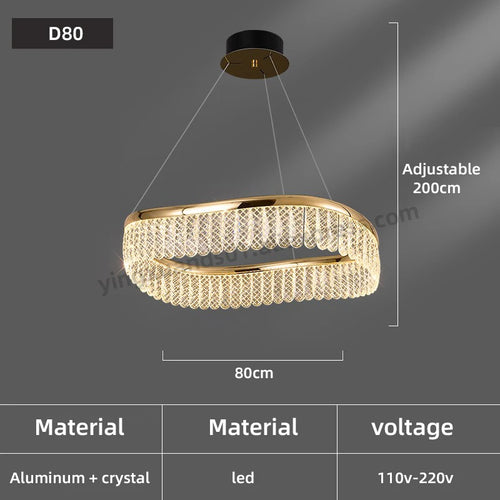 Minimalistischer LED-Kronleuchter im nordischen Stil aus Kristall - vue 9 sur 12