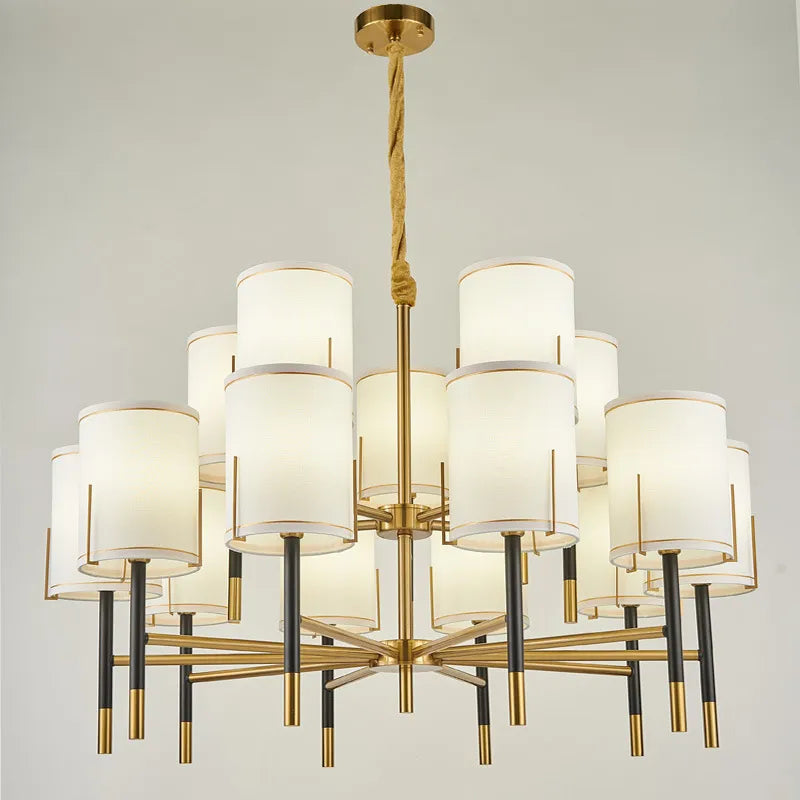 Lustre design luxe Cuivre avec abat-jour style américain