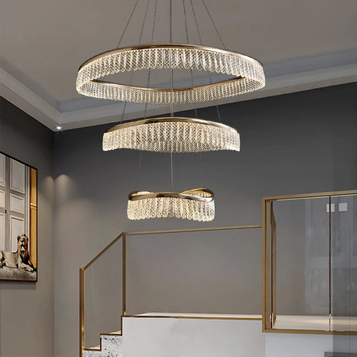 Minimalistischer LED-Kronleuchter im nordischen Stil aus Kristall - vue 3 sur 12