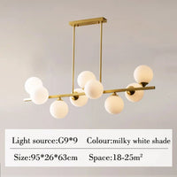 lustre suspendu en cuivre avec boule de verre pour décoration intérieure