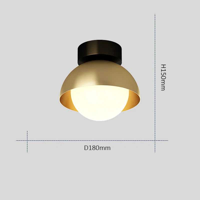 Moderne und minimalistische Kupfer-Deckenleuchte für den Flur mit drei Lichtfarben