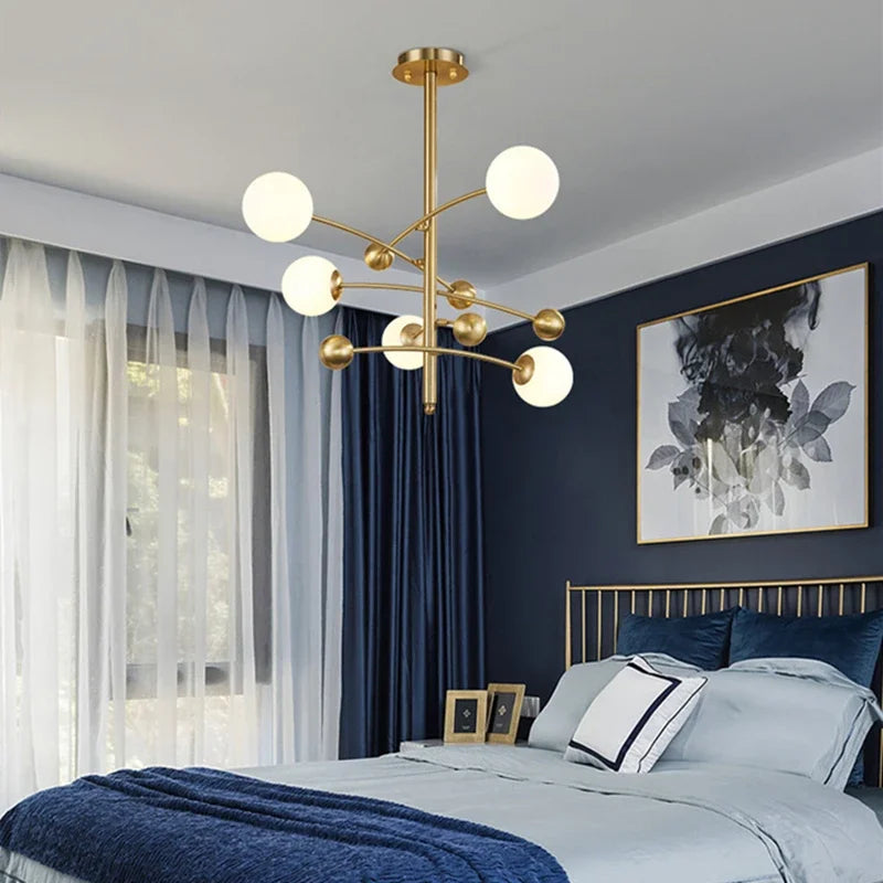 Lustre nordique en cuivre à 5 têtes - vue 7 sur 7