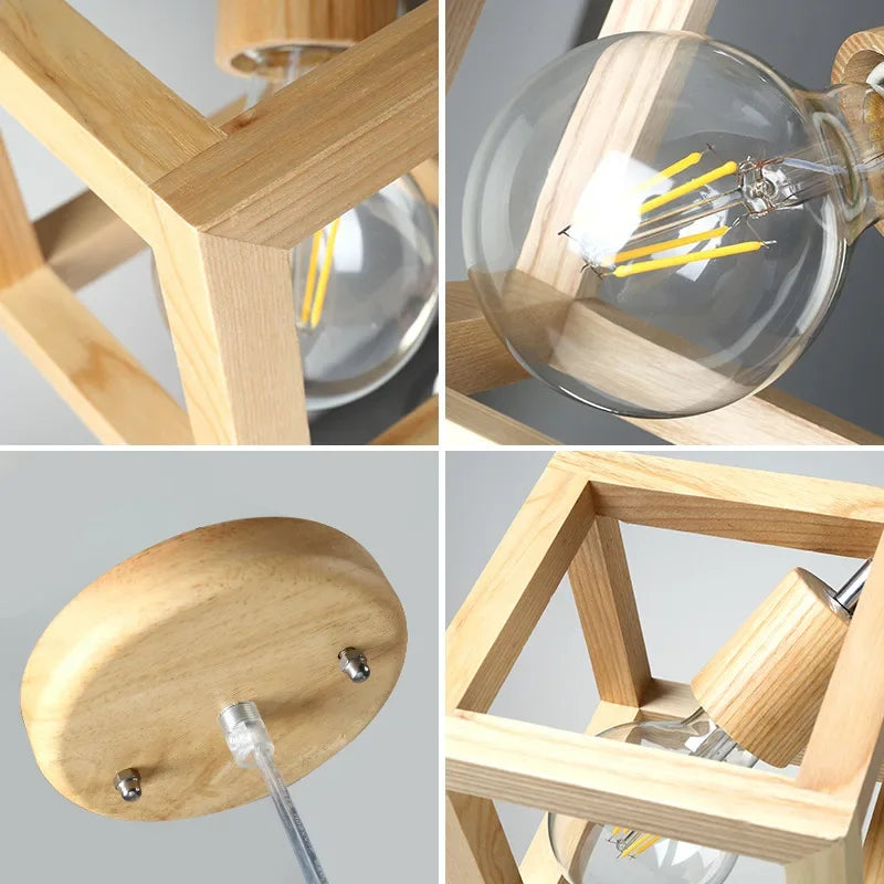 Moderne Pendelleuchte aus Massivholz für Innenbeleuchtung - vue 4 sur 7
