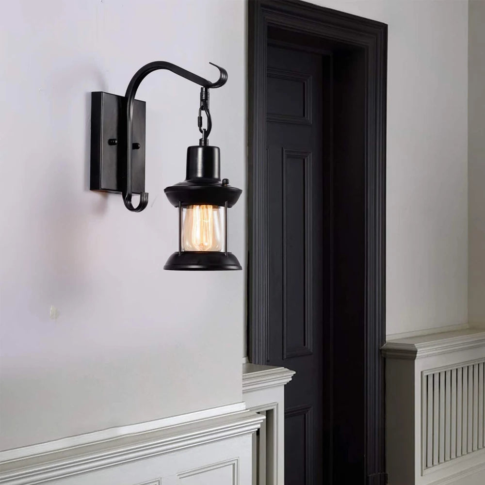 Vintage Wandleuchte aus Metall und Glas im Retro-Industriedesign - vue 3 sur 8