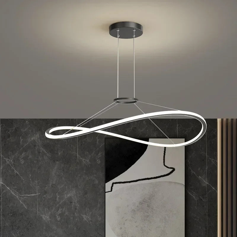 lustre moderne à led pour décoration intérieure réglable - vue 5 sur 12
