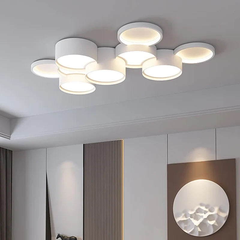 Moderne Smart Led Dimmable Lustre salon blanc plafond Lustre lampe Lustre Led Luminarias lampes Led montées irrégulières - vue 4 sur 12