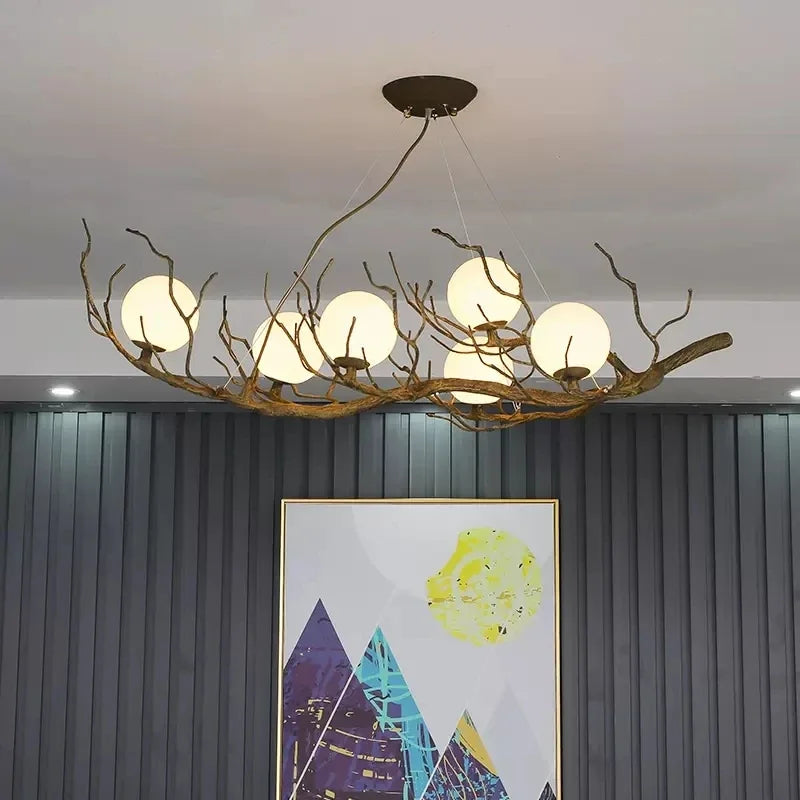 lustre rétro nordique style wabi-sabi personnalisé pour restaurant et boutique - vue 5 sur 14