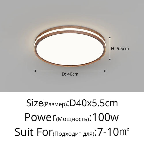 Minimalistischer nordischer Deckenleuchte aus Holz mit moderner LED-Beleuchtung - vue 12 sur 12