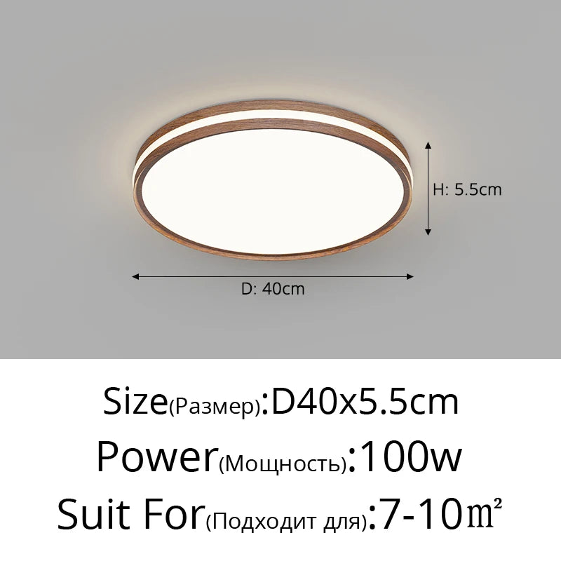Minimalistischer nordischer Deckenleuchte aus Holz mit moderner LED-Beleuchtung - vue 12 sur 12