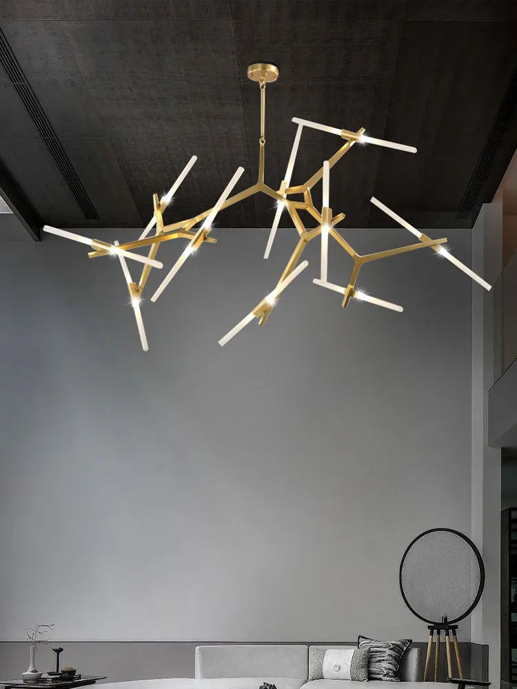 lustre moderne led rotatif simple pour duplex loft - vue 5 sur 18