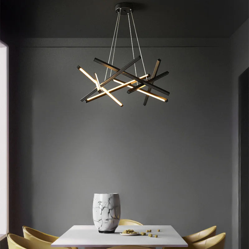lustre moderne led créatif en métal branche suspension nordique
