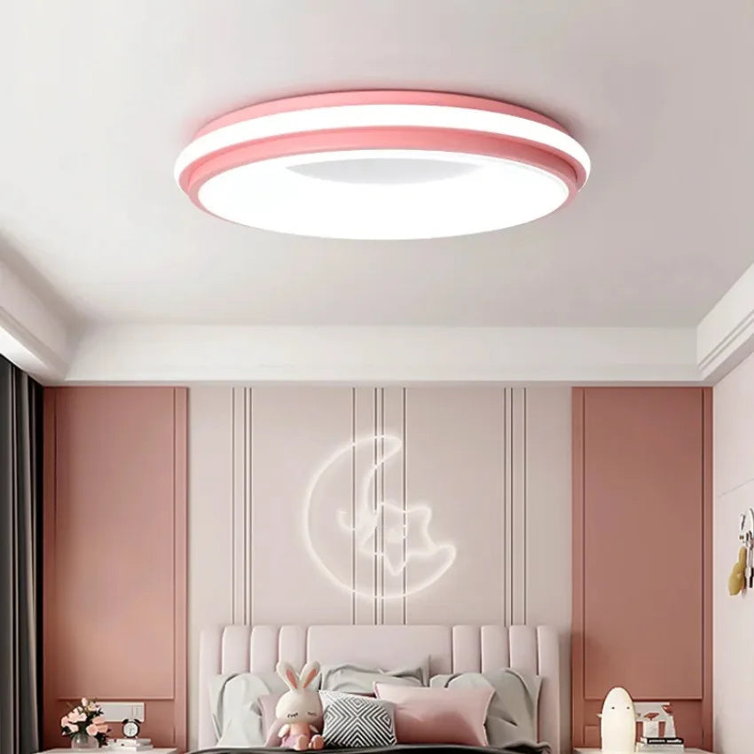 Nordische LED-Deckenleuchte Macaron rund modern für Zuhause - vue 3 sur 12