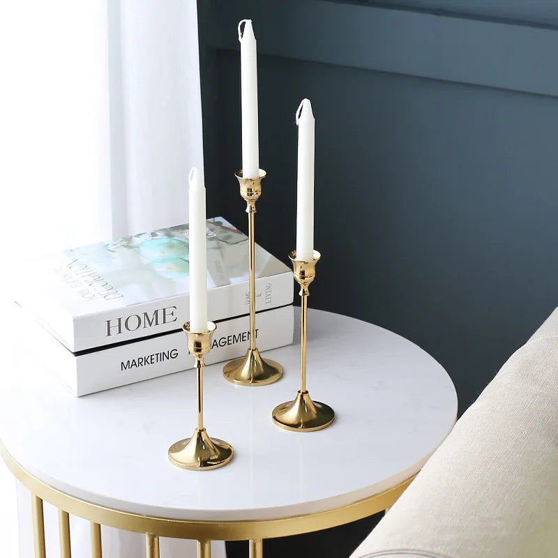 lot de 3 bougeoirs en métal pour décoration élégante et festive - vue 5 sur 10