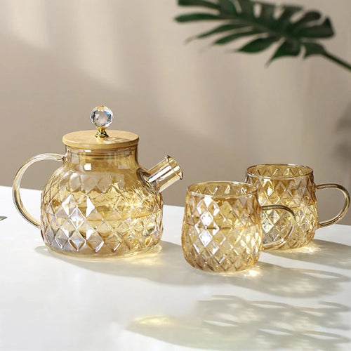 Bouilloire en verre avec filtre et couvercle bambou