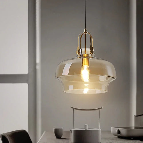 Nordische Pendelleuchte aus Glas mit LED, moderne Dekoration - vue 4 sur 9
