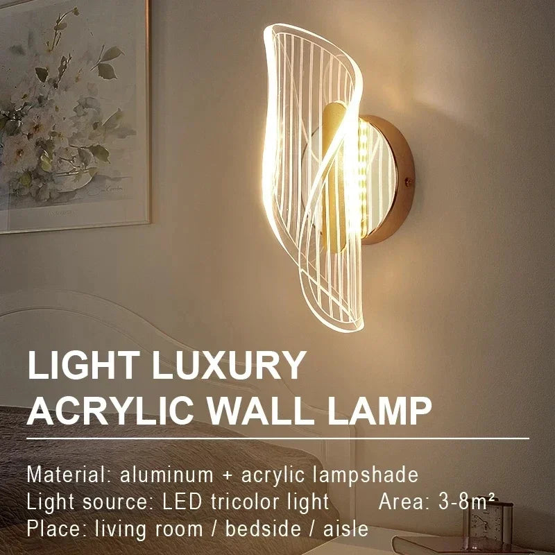Moderne luxe créatif acrylique applique murale LED lumière or noir applique pour allée applique chambre chevet couloir décor à la maison - vue 7 sur 11