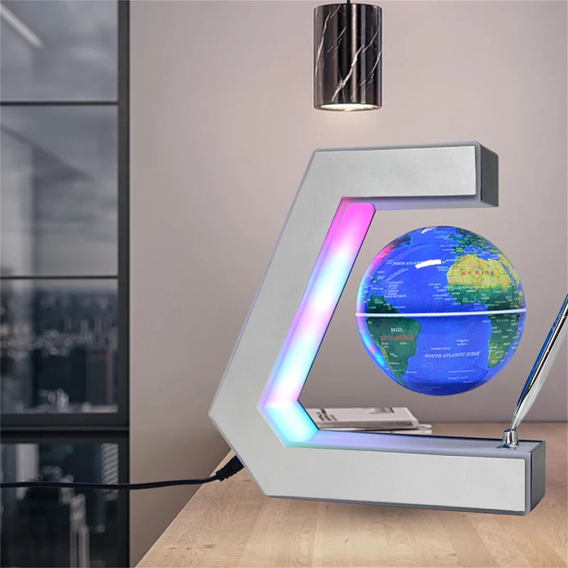 globe flottant à lévitation magnétique avec lumière led décoratif - vue 3 sur 9