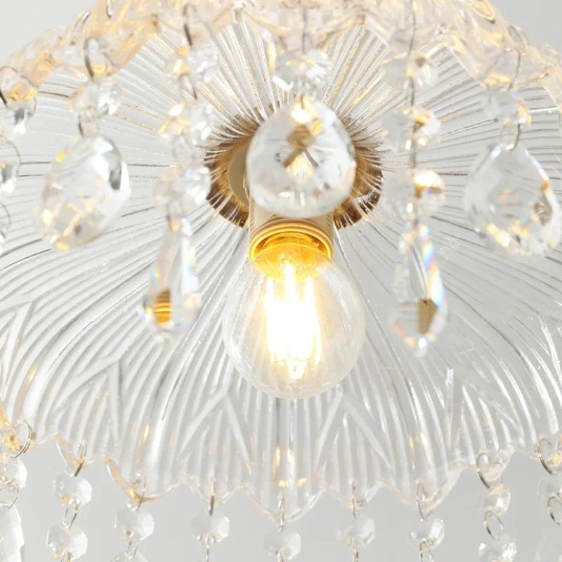lustre vintage en cristal led design floral élégant - vue 7 sur 14