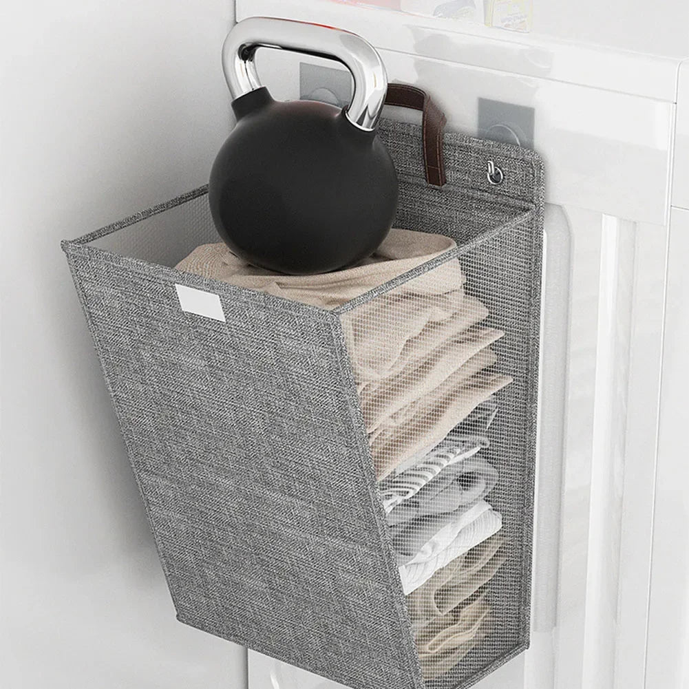 panier à linge adhésif pliable mural multifonctionnel pour vêtements - vue 4 sur 10