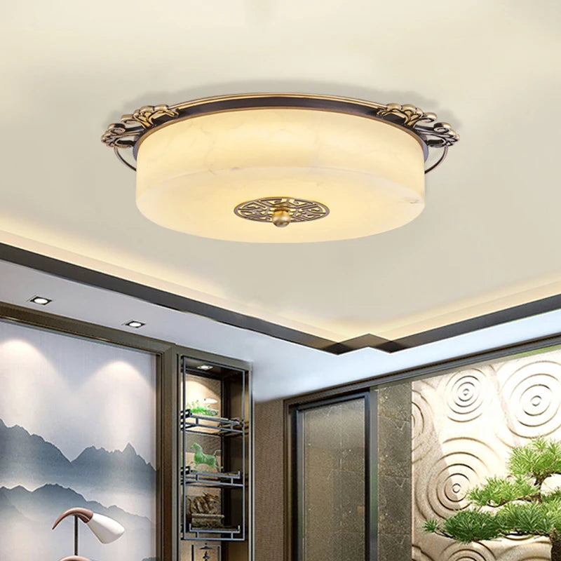 plafonnier led luxe marbre circulaire pour grand ménage - vue 5 sur 7
