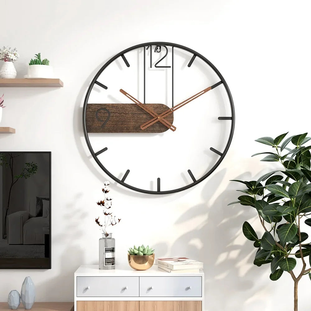 horloge murale en fer design rétro nordique créative décoration intérieure - vue 4 sur 6