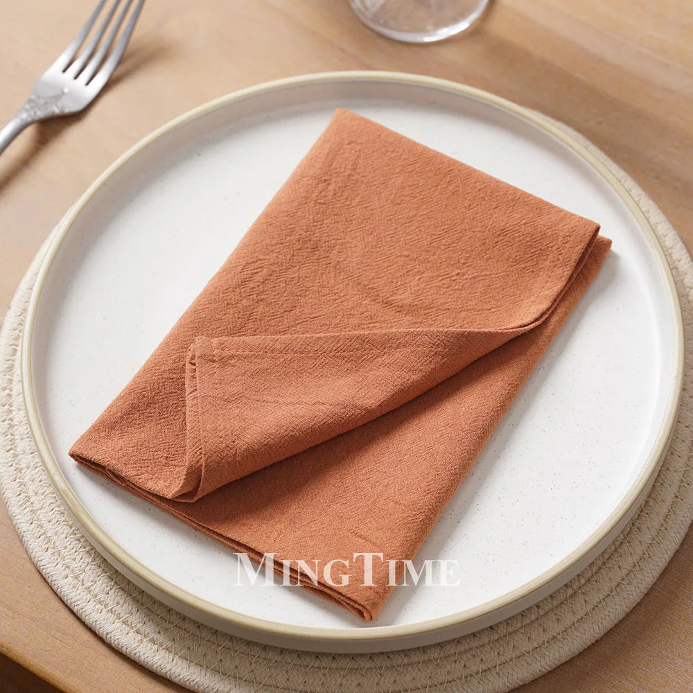 Serviette de table coton lavé doux style classique - vue 6 sur 7