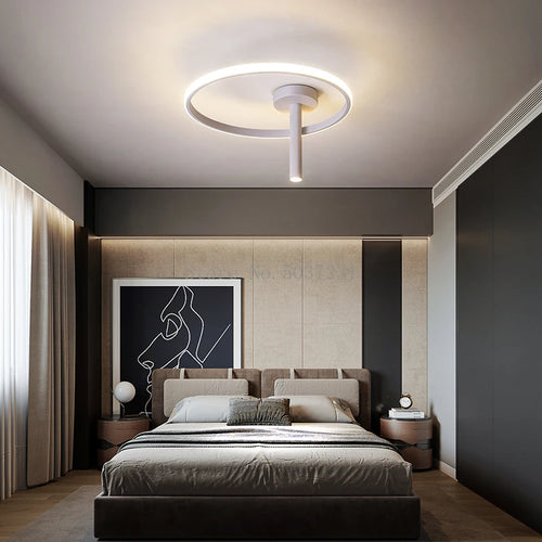 Moderner LED-Deckenleuchte Minimalistisch Ringförmig für Wohnräume - vue 3 sur 24