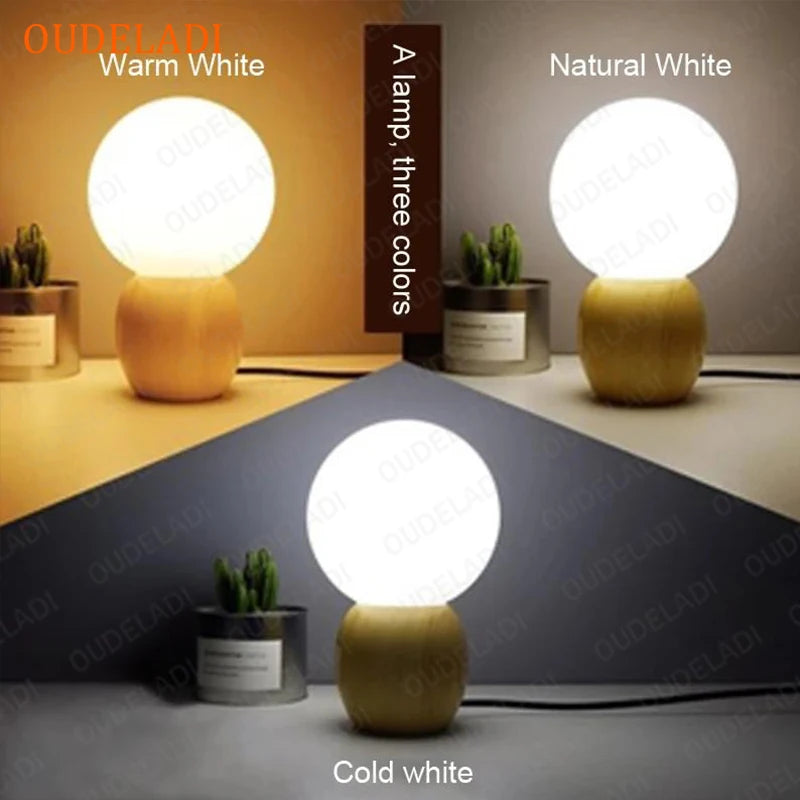 Lampe de table en bois pour chambre à coucher - vue 4 sur 8