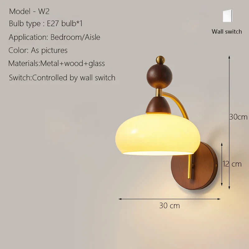 Wandleuchte aus Holz mit japanischem Glas und Blaulichtfilter - vue 12 sur 13