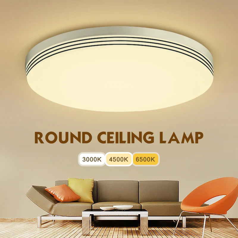 plafonnier moderne rond led pour éclairage maison salon cuisine - vue 3 sur 10