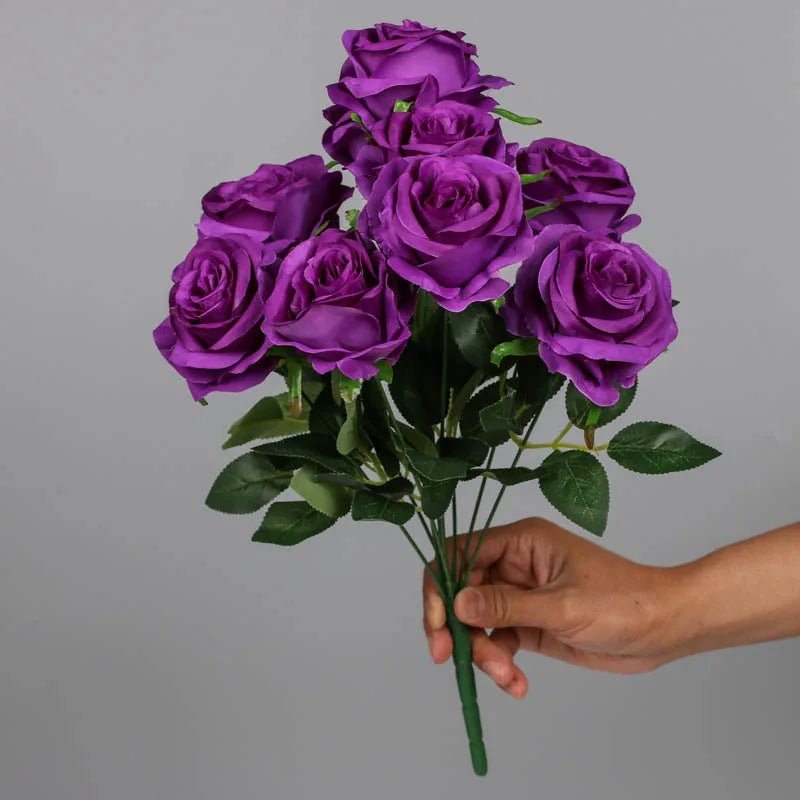 bouquet de roses artificielles en soie pour décoration intérieure - vue 12 sur 15