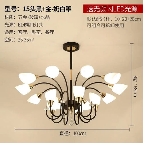 lustre en cristal moderne en cuivre pour éclairage intérieur