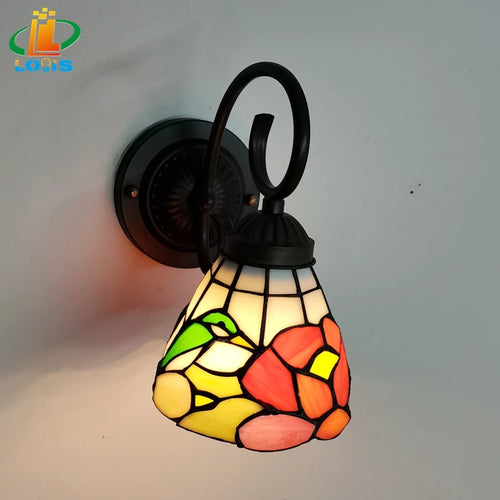 Tiffany-Nachttischlampe Vogel aus Glas für die Innendekoration - vue 4 sur 6