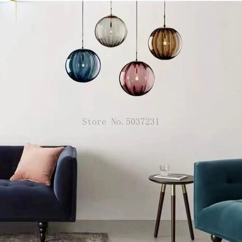 Kronleuchter aus farbigem Glas mit Wasserstruktur nordisches Design modern - vue 6 sur 29