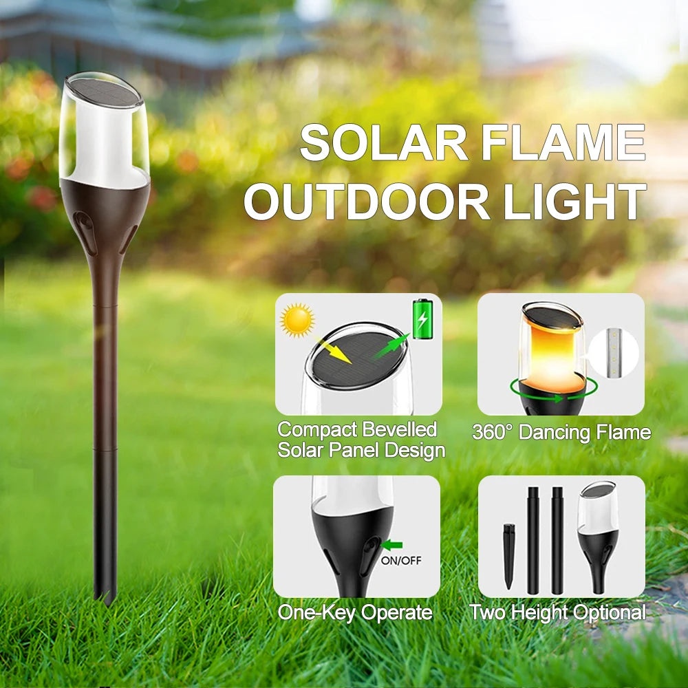 lampes solaires extérieures à flamme pour jardin et patio - vue 3 sur 9