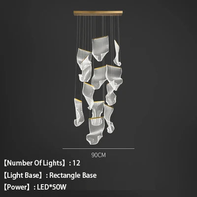 lustre en acrylique à led pour décoration intérieure élégante - vue 13 sur 14